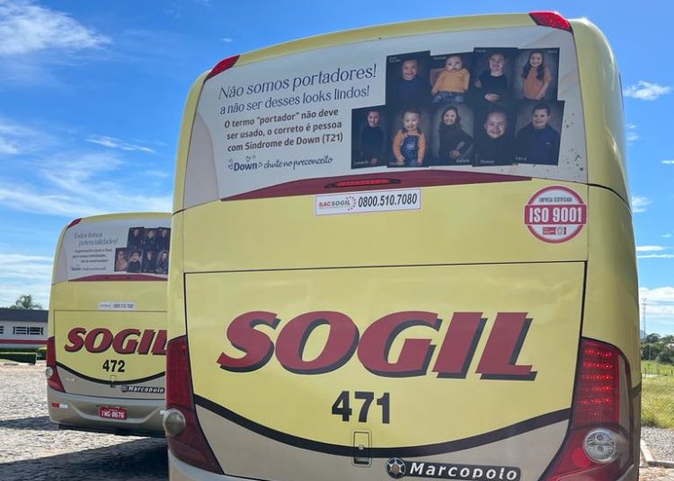 Ônibus da empresa estão circulando com a divulgação com frases e declarações afirmativas — Foto: SOGIL/Divulgação